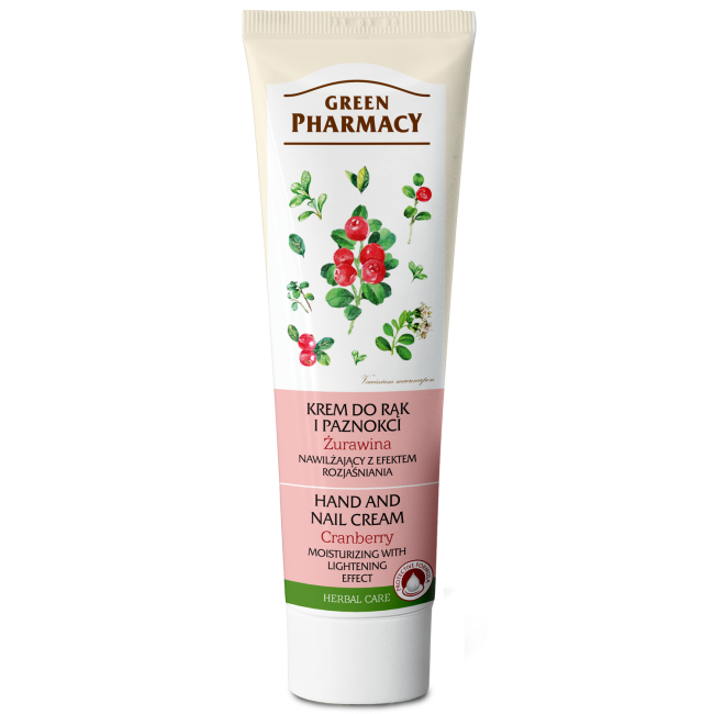 Hand and nail cream moisturizing with lightening effect, cranberry
