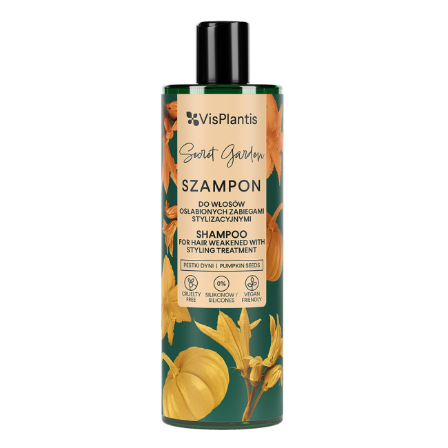 Shampoo for hair weakened with styling treatment, pumpkin seed oil