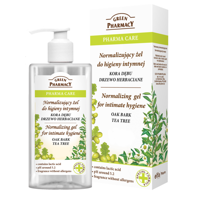 Normalizing gel for intimate care, oak bark and tea tree