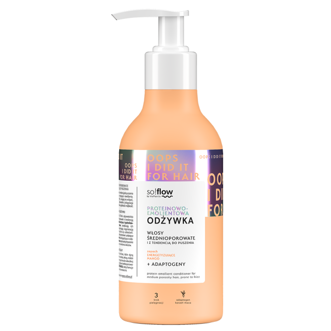 Protein-emollient conditioner for medium porosity and frizzy hair