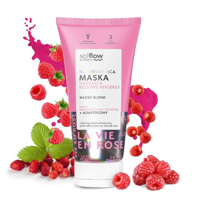 Coloring mask enhancing pink reflections on blonde hair