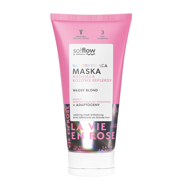 Coloring mask enhancing pink reflections on blonde hair