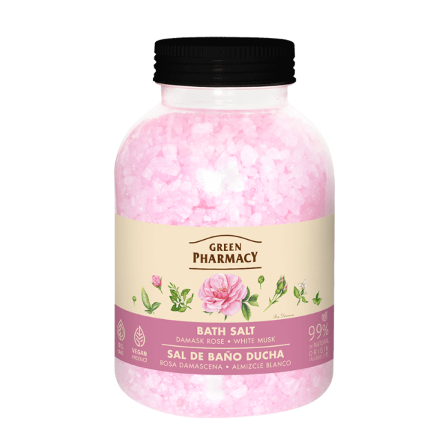 Bath salt, damask rose and white musk