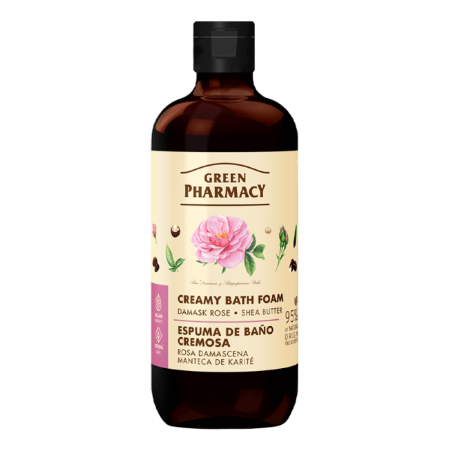 Creamy bath foam, damask rose and shea butter