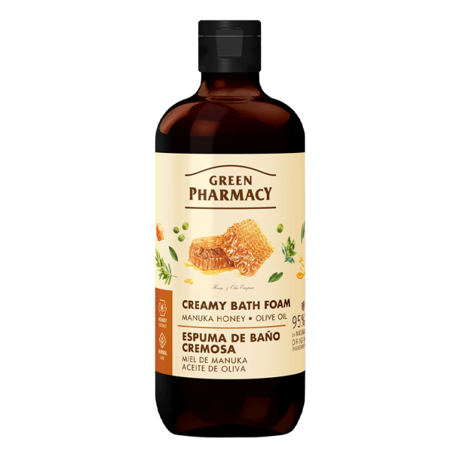 Creamy bath foam, manuka honey and olive oil