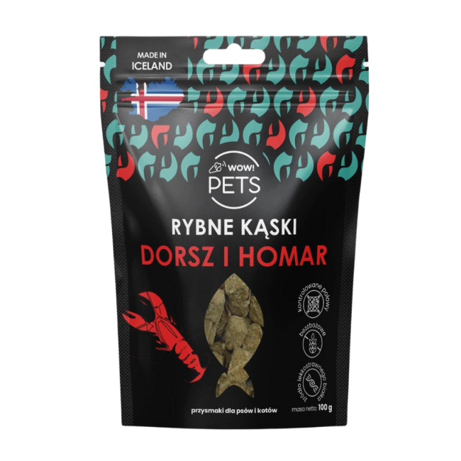 Fish treats for dogs and cats, cod and lobster