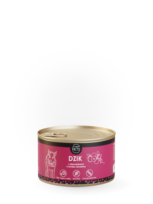 Dzik 86% z żurawiną – mokra karma dla psa, 410 g