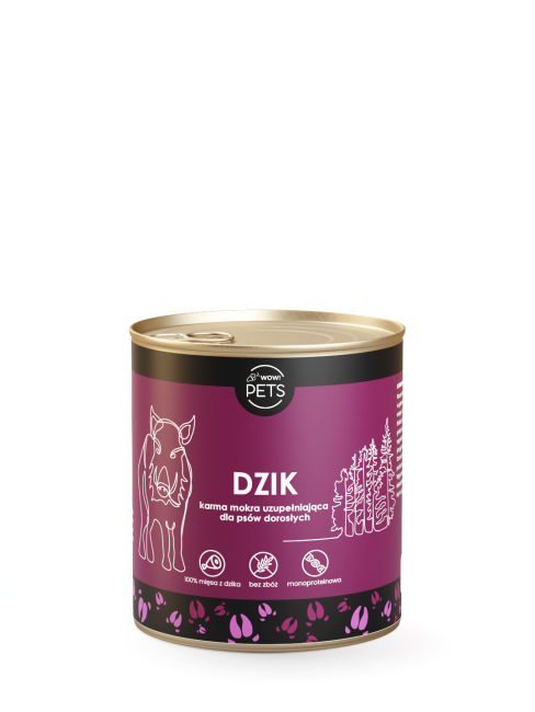 Dzik 100% – karma mokra uzupełniająca dla psa, 850 g