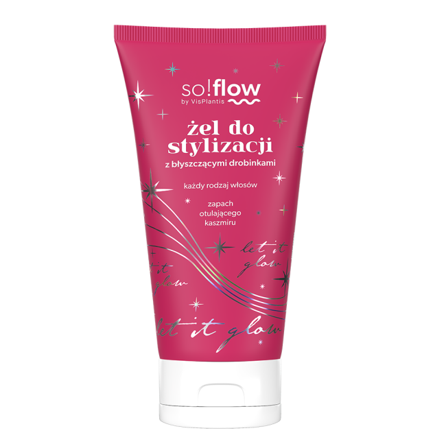 Let It Glow styling gel for hair with glitter particles
