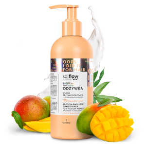 Protein-emollient conditioner for medium porosity and frizzy hair