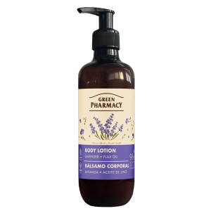 Body lotion, lavender and linseed oil