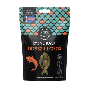 Fish treats for dogs and cats, cod and salmon