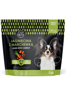 Karma sucha dla dorosłych psów ras małych, jagnięcina z marchewką XS/S, 2kg