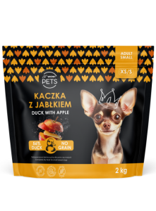 Karma sucha dla dorosłych psów ras małych, kaczka z jabłkiem XS/S, 2kg