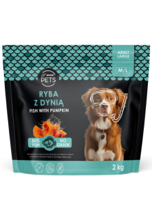 Karma sucha dla dorosłych psów ras średnich i dużych, ryba z dynią M/L, 2kg